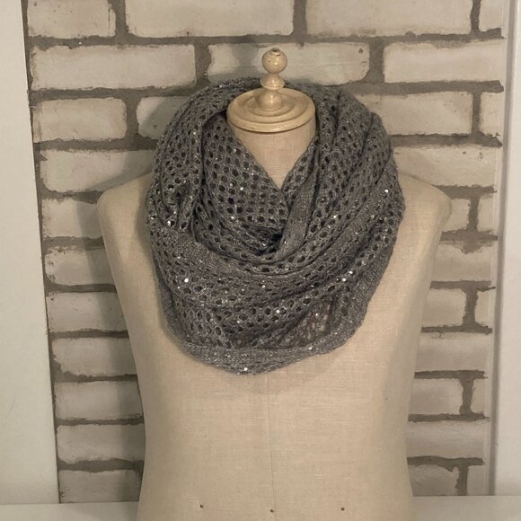 Grey Sparkly Mesh Tube Scarf - Picture 2 of 6